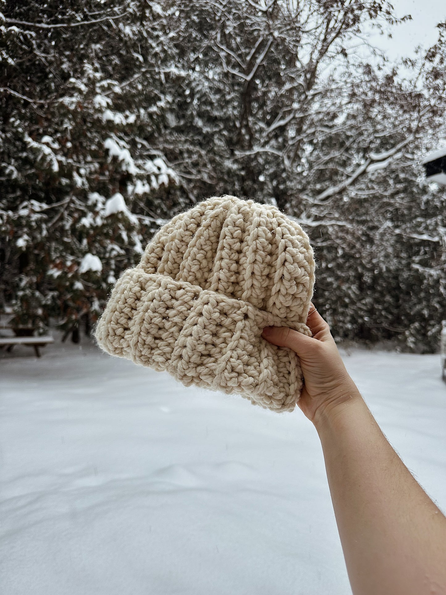 Tuque chunky tricotée à la main