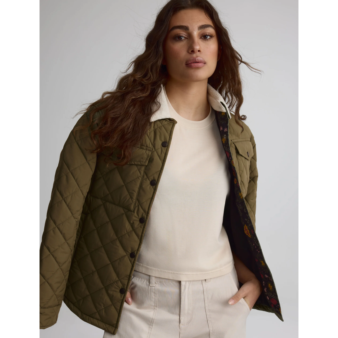 Surchemise avec col en sherpa pour femme||Overshirt With Sherpa Colar - W's