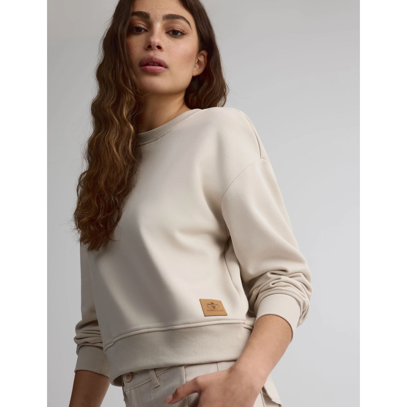 Chandail coton ouaté à col rond - femmes