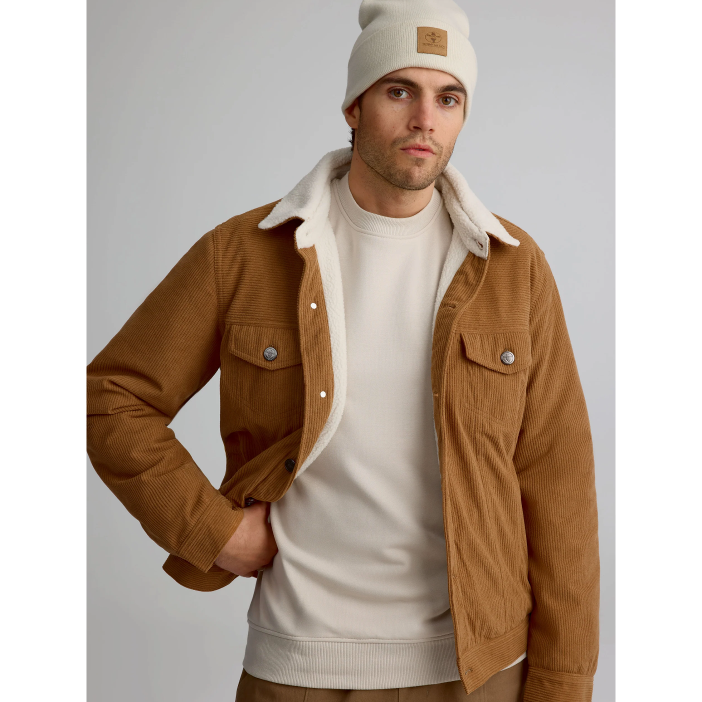 Men's corduroy jacket with sherpa collar