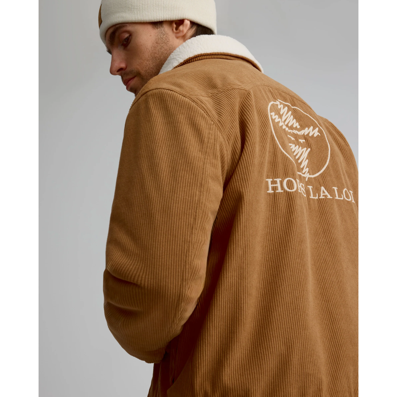 Men's corduroy jacket with sherpa collar