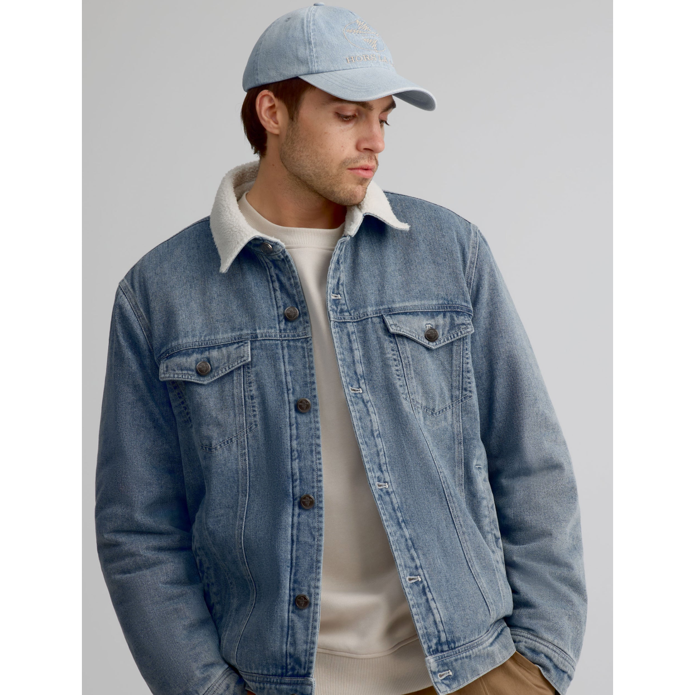 Men's Denim Coat with Sherpa Lining