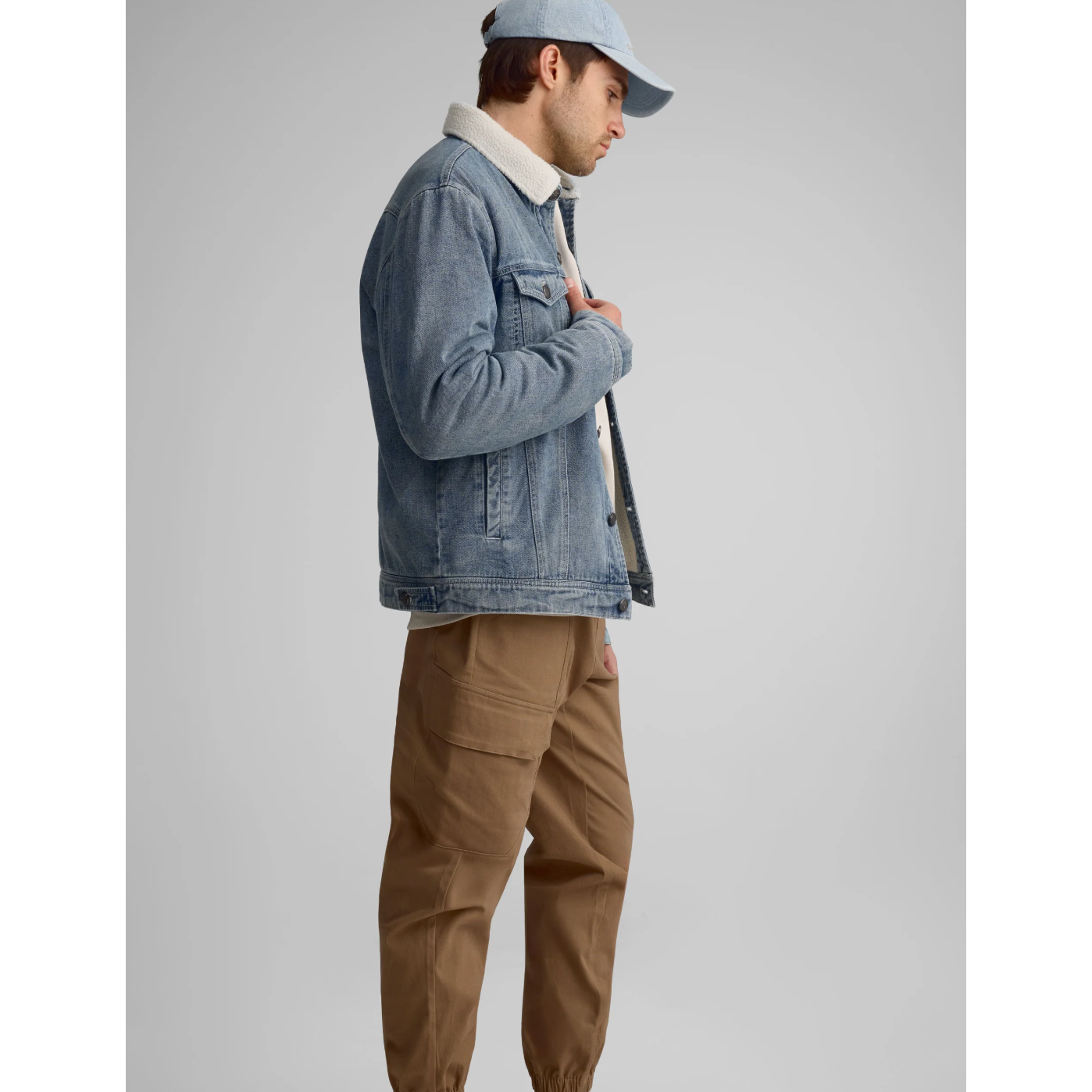 Men's Denim Coat with Sherpa Lining