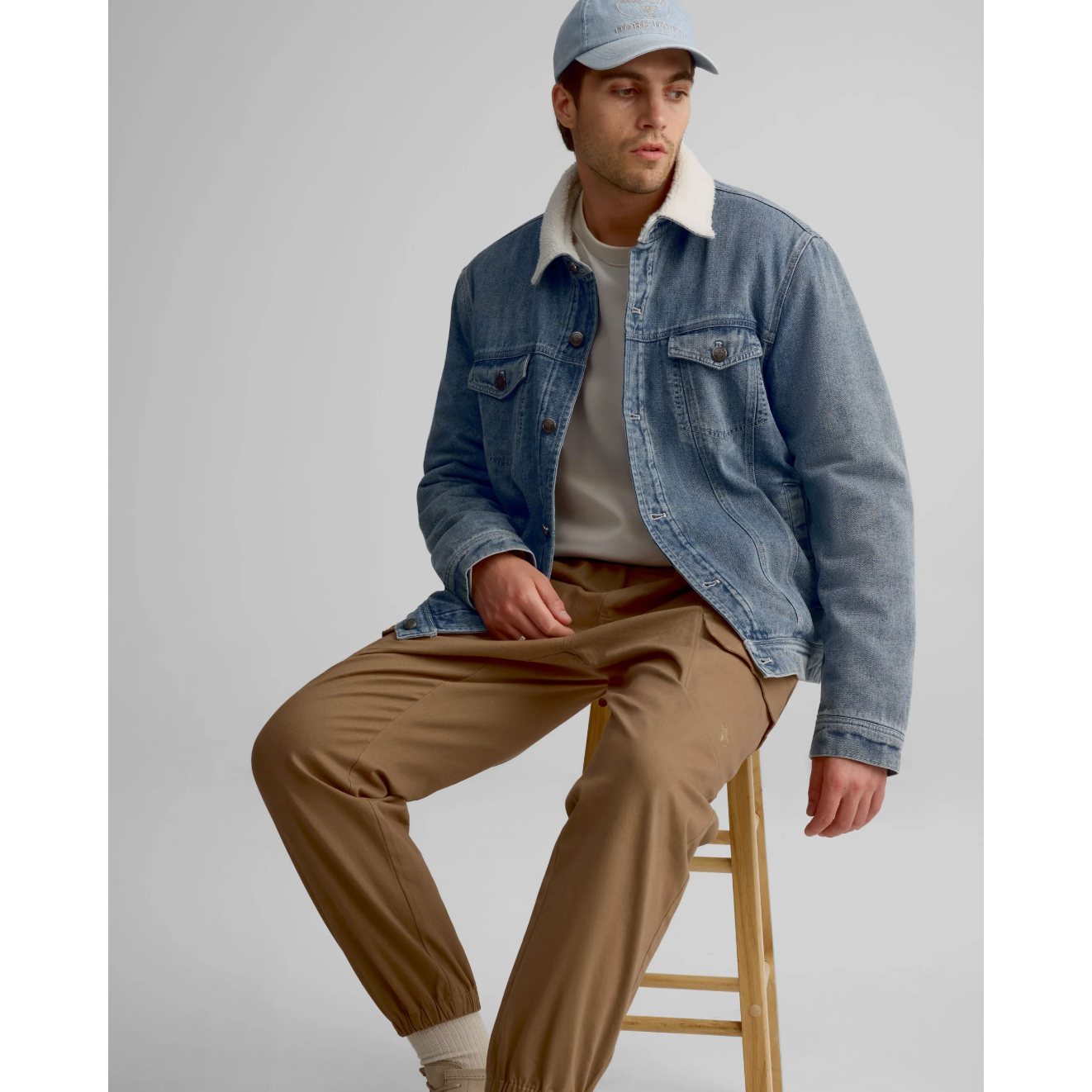 Men's Denim Coat with Sherpa Lining