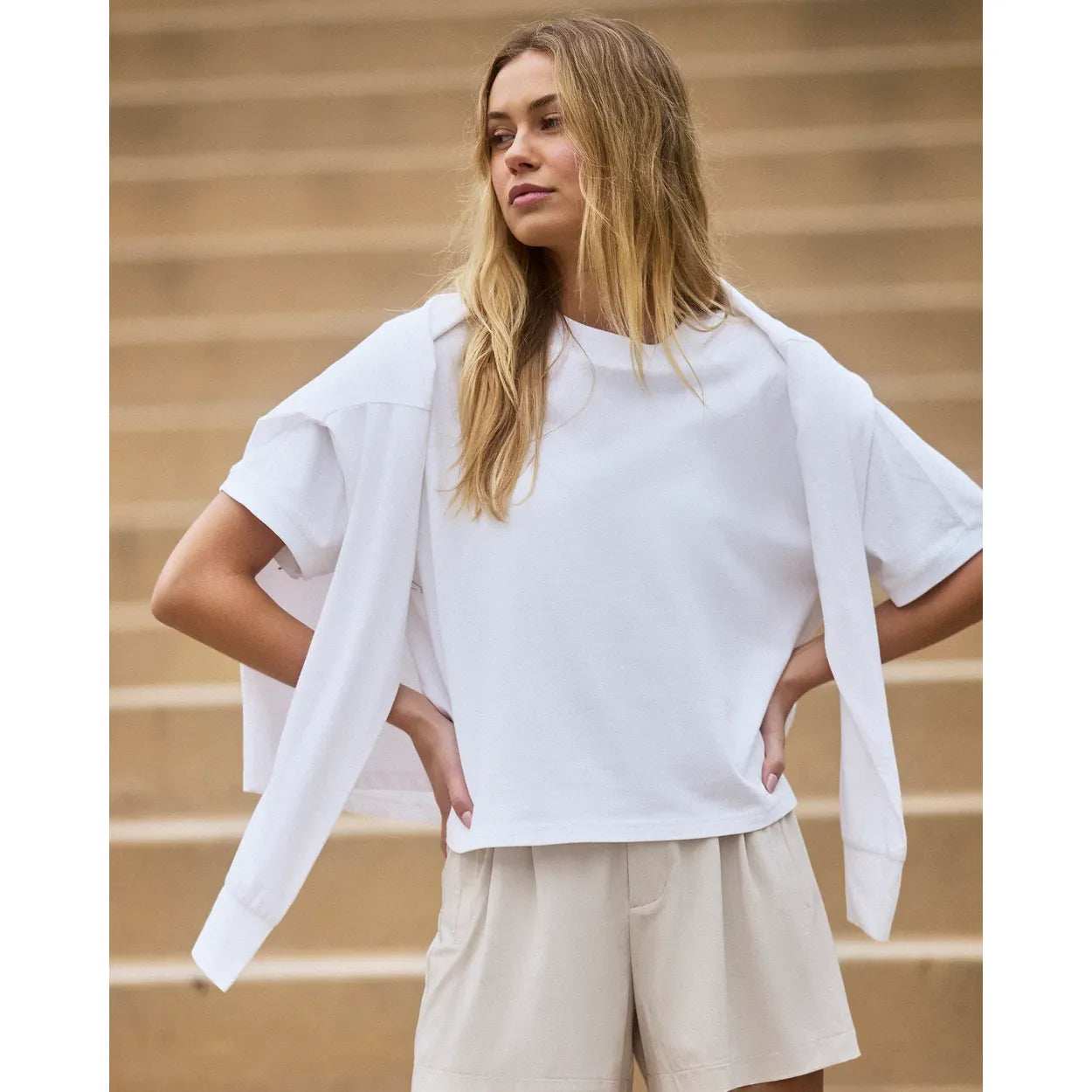 T-shirt oversize en coton épais à manches courtes - Femmes