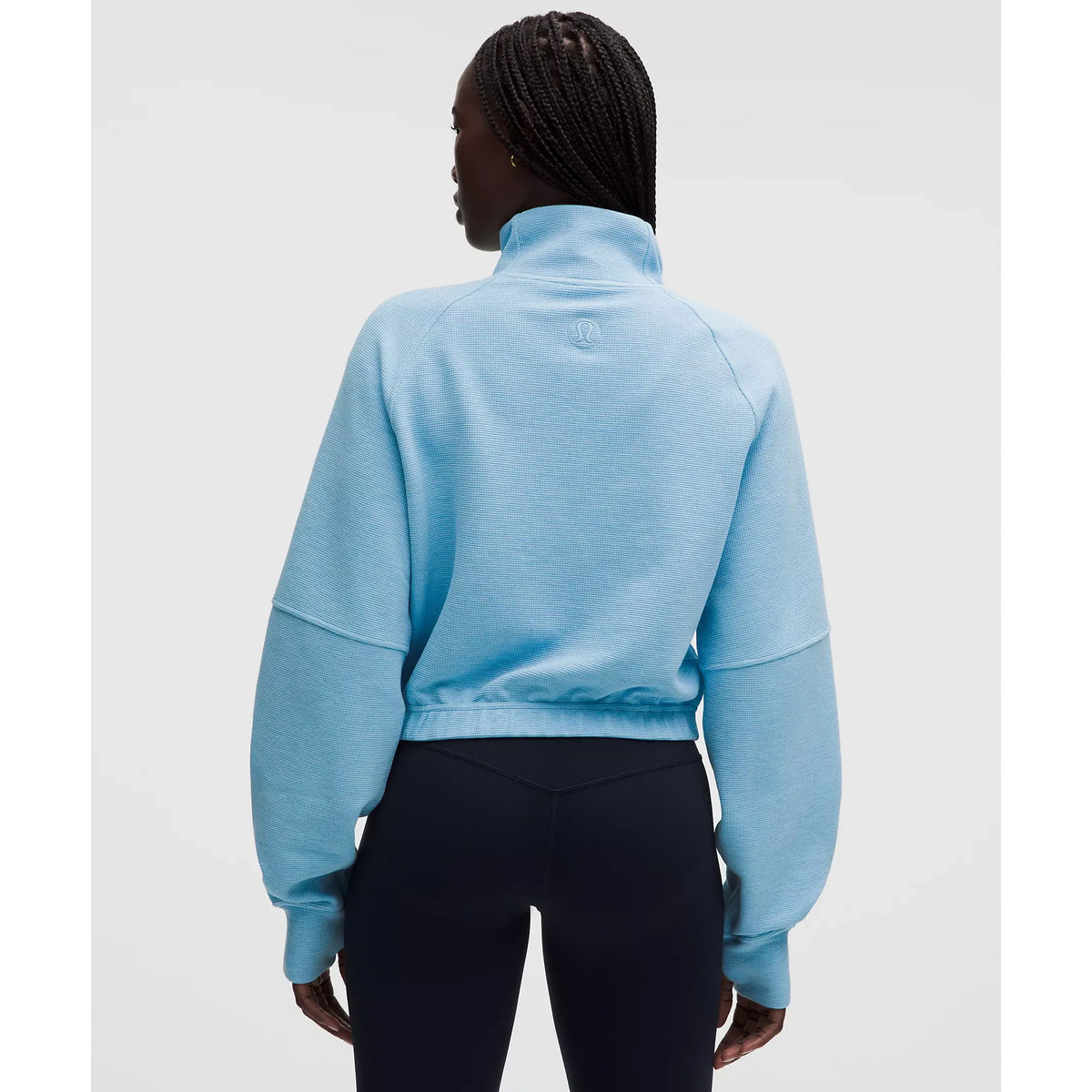 Pull court Scuba à col montant et demi-zip en maille gaufrée - Femmes