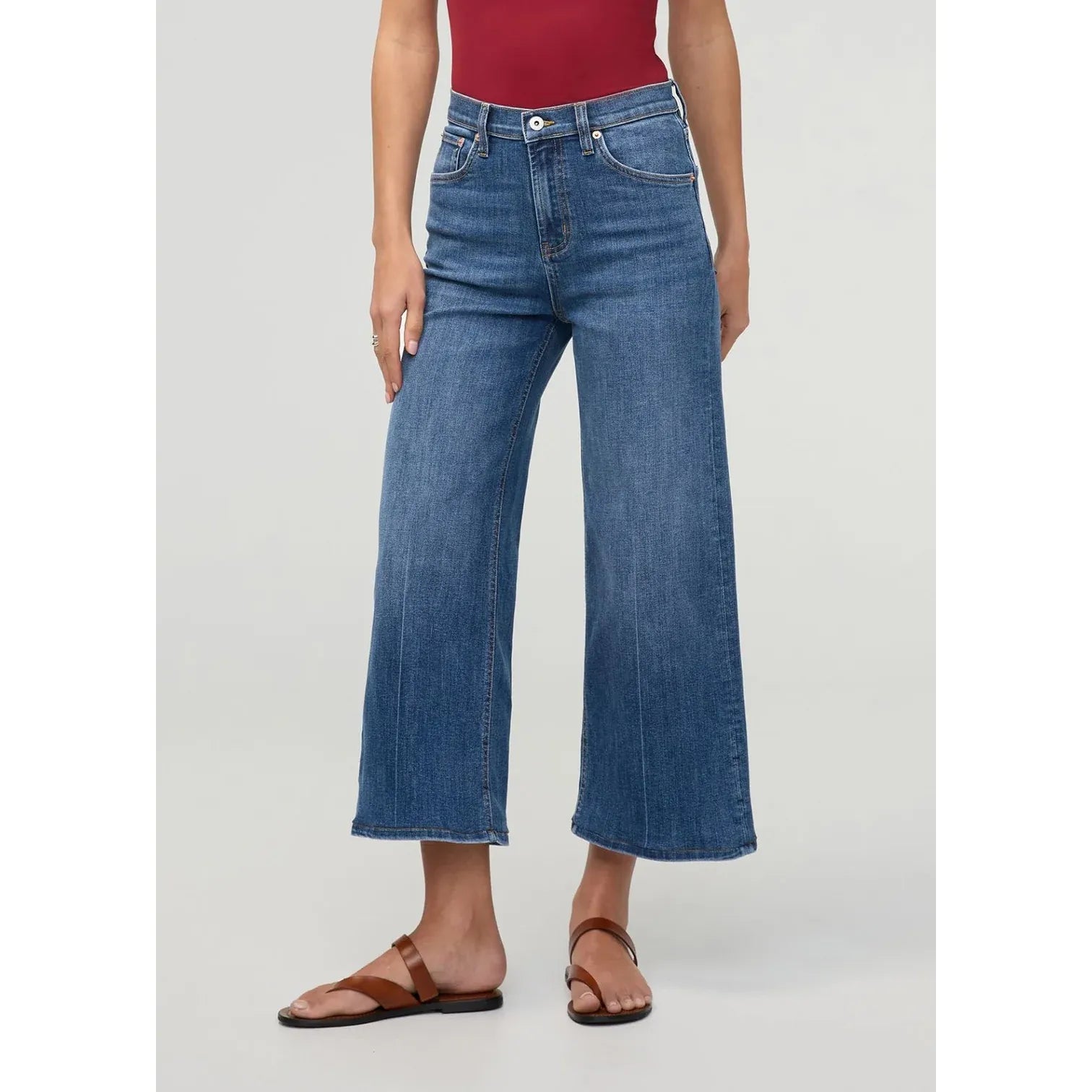 Perf. Denim High Rise Wide Leg Crop - Femmes