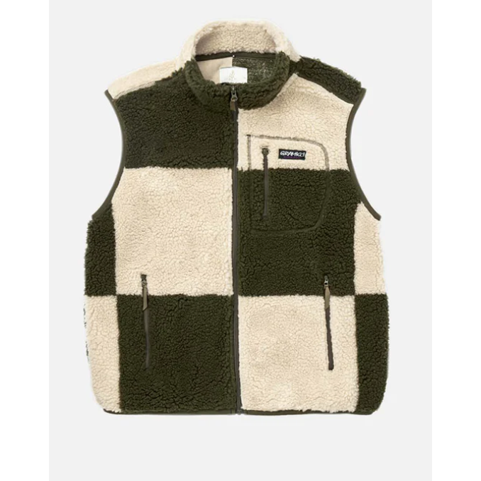 Veste sans manche Sherpa Unisexe  || Checkered  Sherpa Vest Unisex