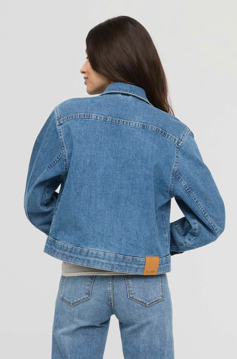 Veste en Jeans pour Femmes||Midweight Denim Pleated Jacket for Women's