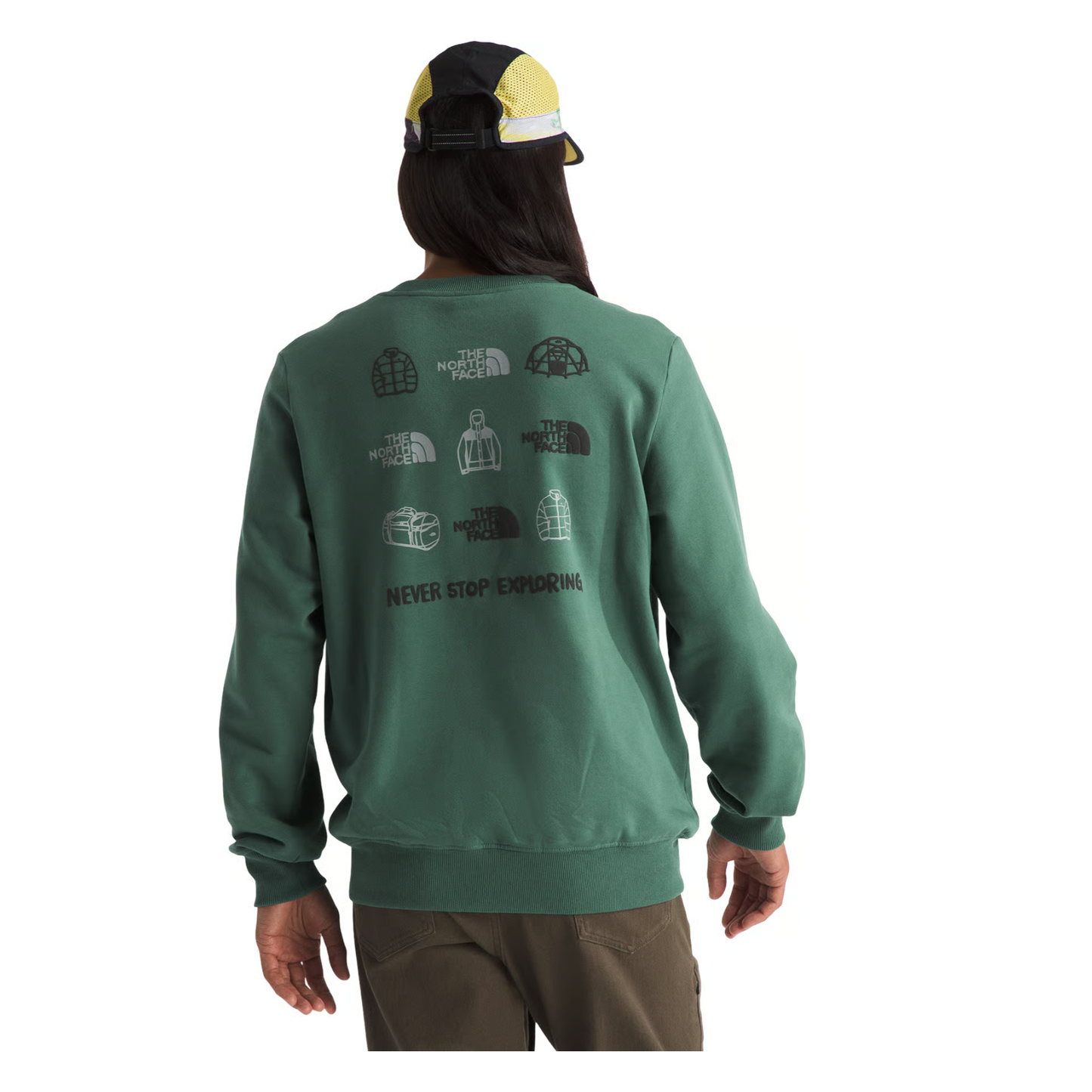 Outdoor graphic crew neck fleece sweater
