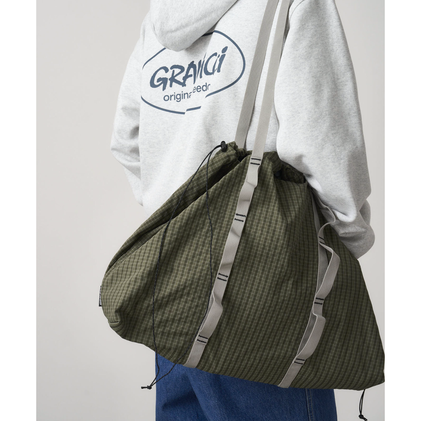 Gramicci Tote bag - Olive ||Plaid Climbing Tote - Olive