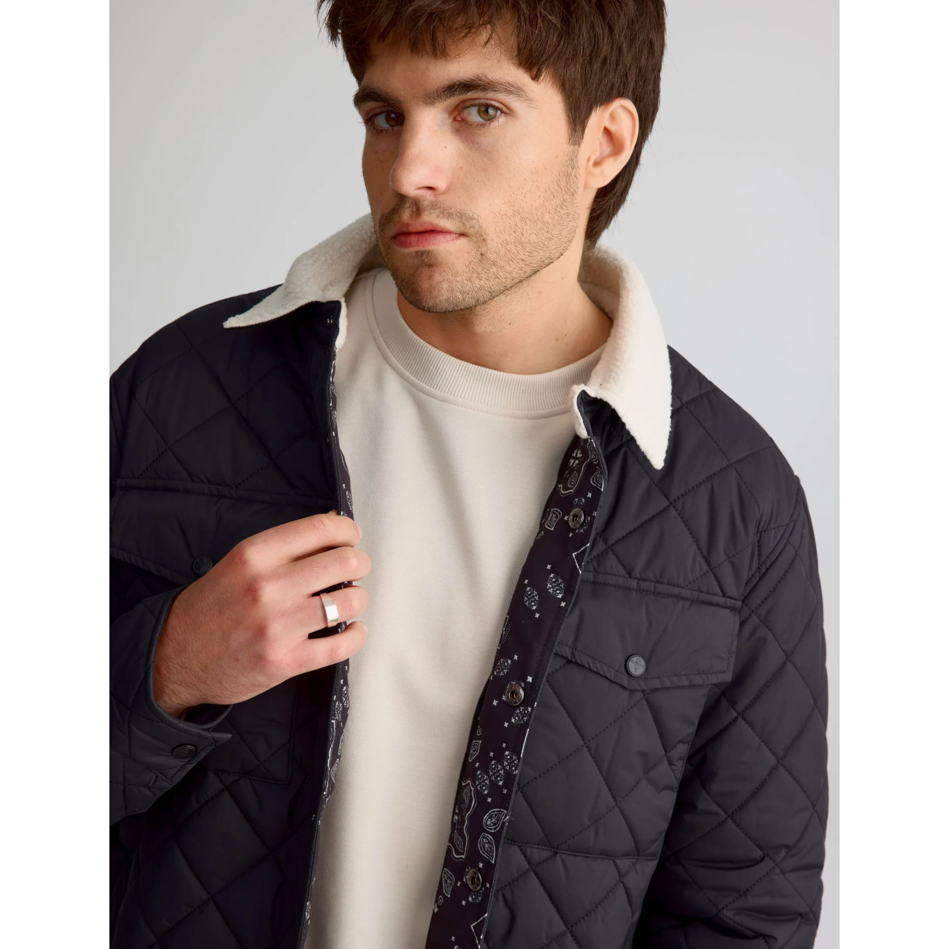 Men's Overshirt with Sherpa Collar