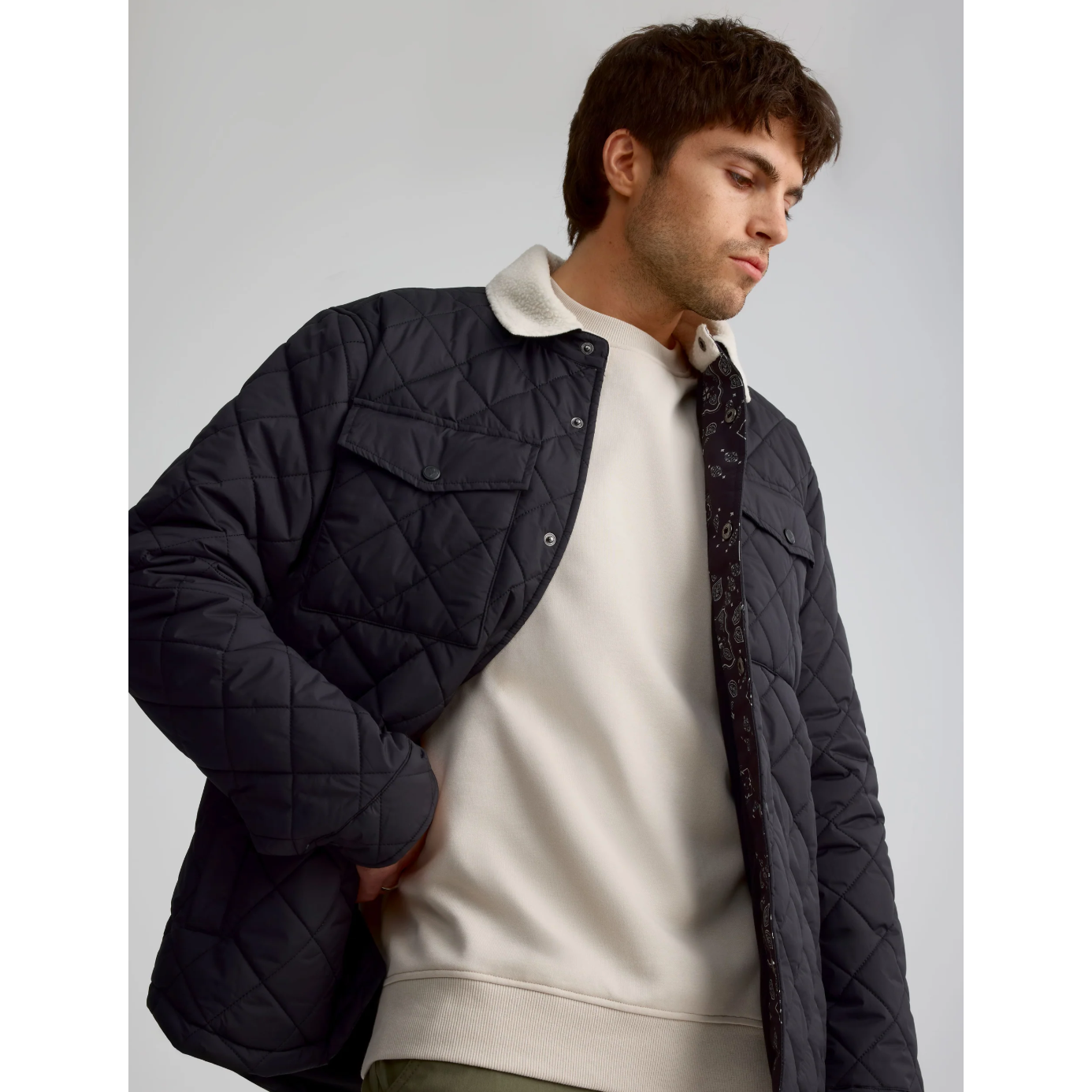 Men's Overshirt with Sherpa Collar