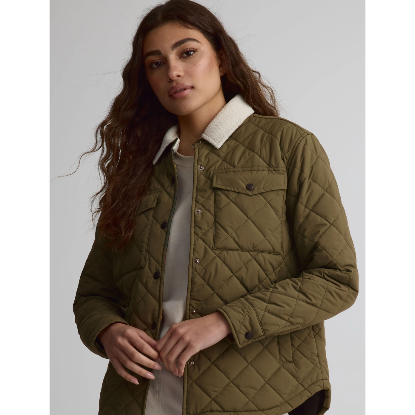 Surchemise avec col en sherpa pour femme||Overshirt With Sherpa Colar - W's