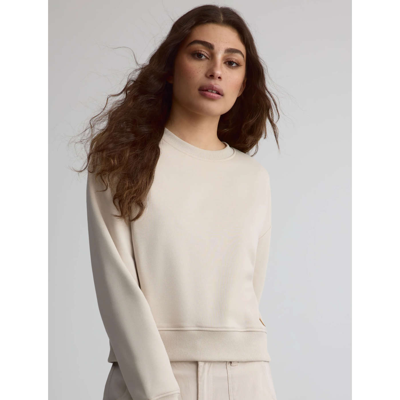 Chandail coton ouaté à col rond - femmes