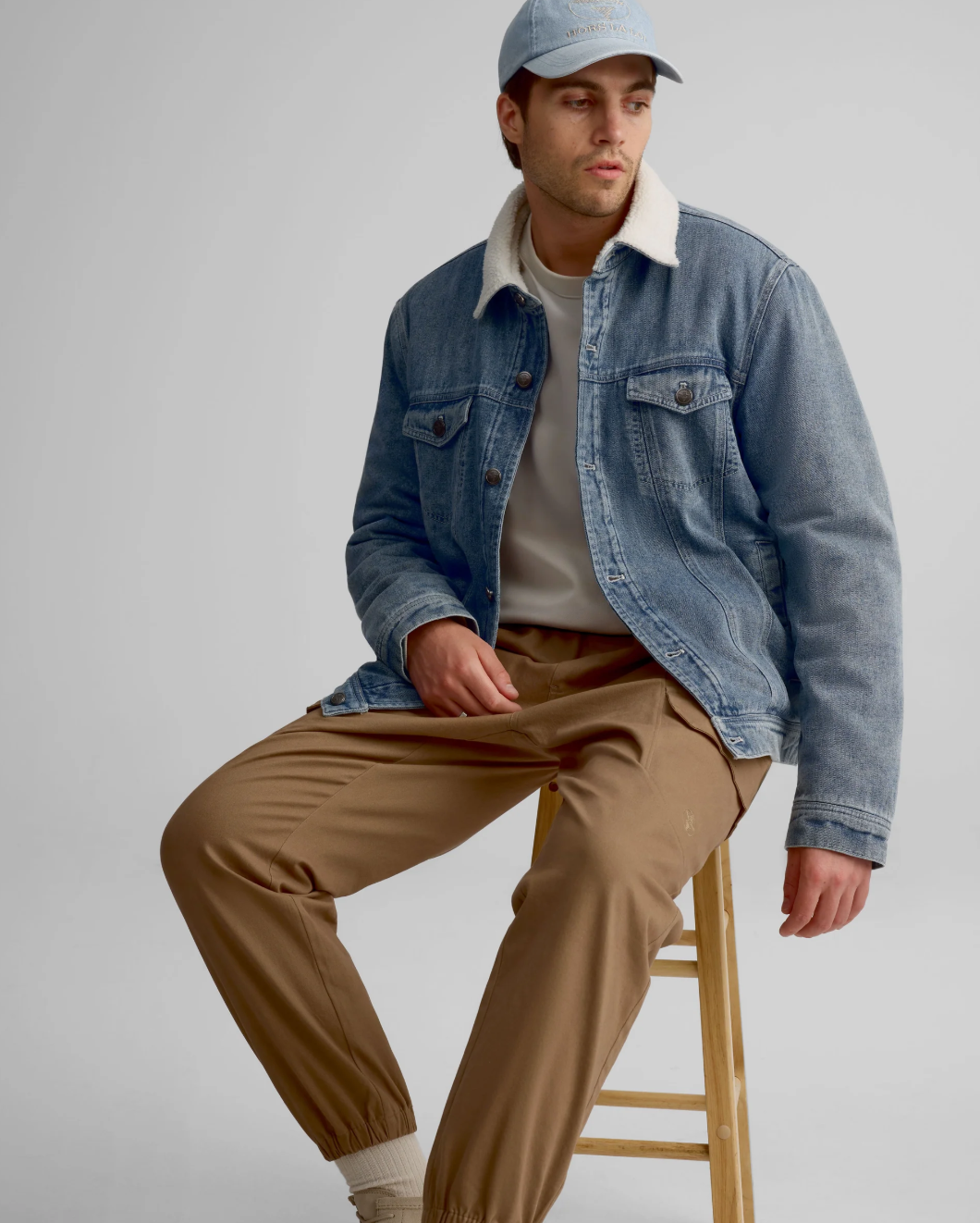 Manteau de jeans avec col en sherpa pour homme||Denim jacket with sherpa collar for men