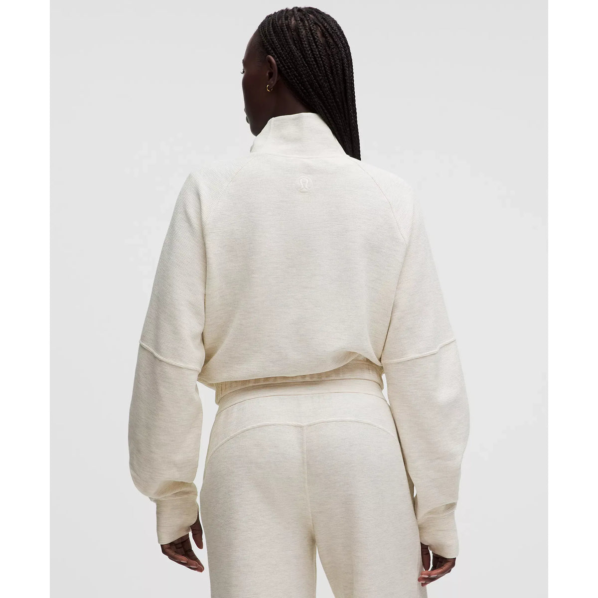 Pull court Scuba à col montant et demi-zip en maille gaufrée - Femmes