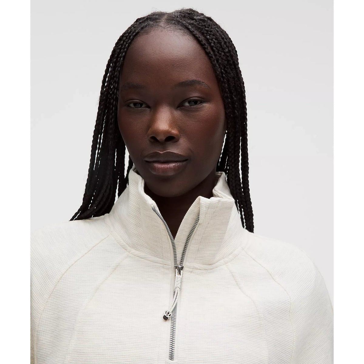Pull court Scuba à col montant et demi-zip en maille gaufrée - Femmes