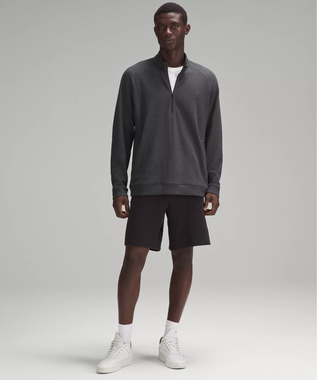 Haut demi-zippé en coton à tricot double texturé pou Hommes|| Textured Double-Knit Cotton Half Zip for Men